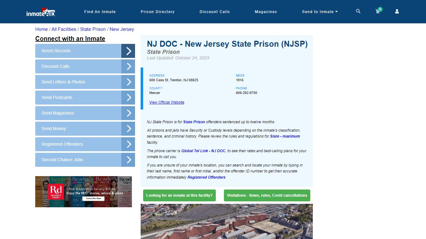 NJ DOC - New Jersey State Prison (NJSP) & Inmate Search - Trenton, NJ