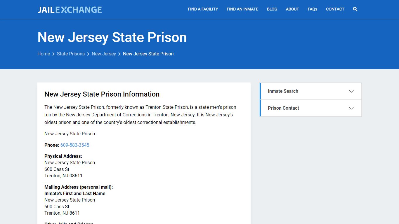 New Jersey State Prison Inmate Search, NJ - Jail Exchange